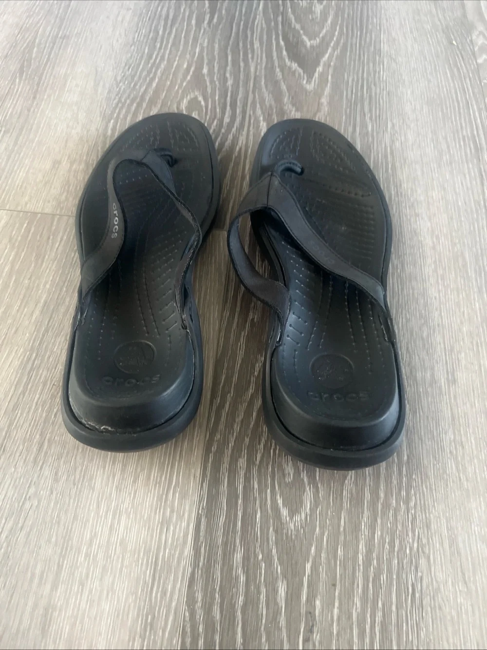 CROCS Men's Black Sport Flip-Flop Sandals